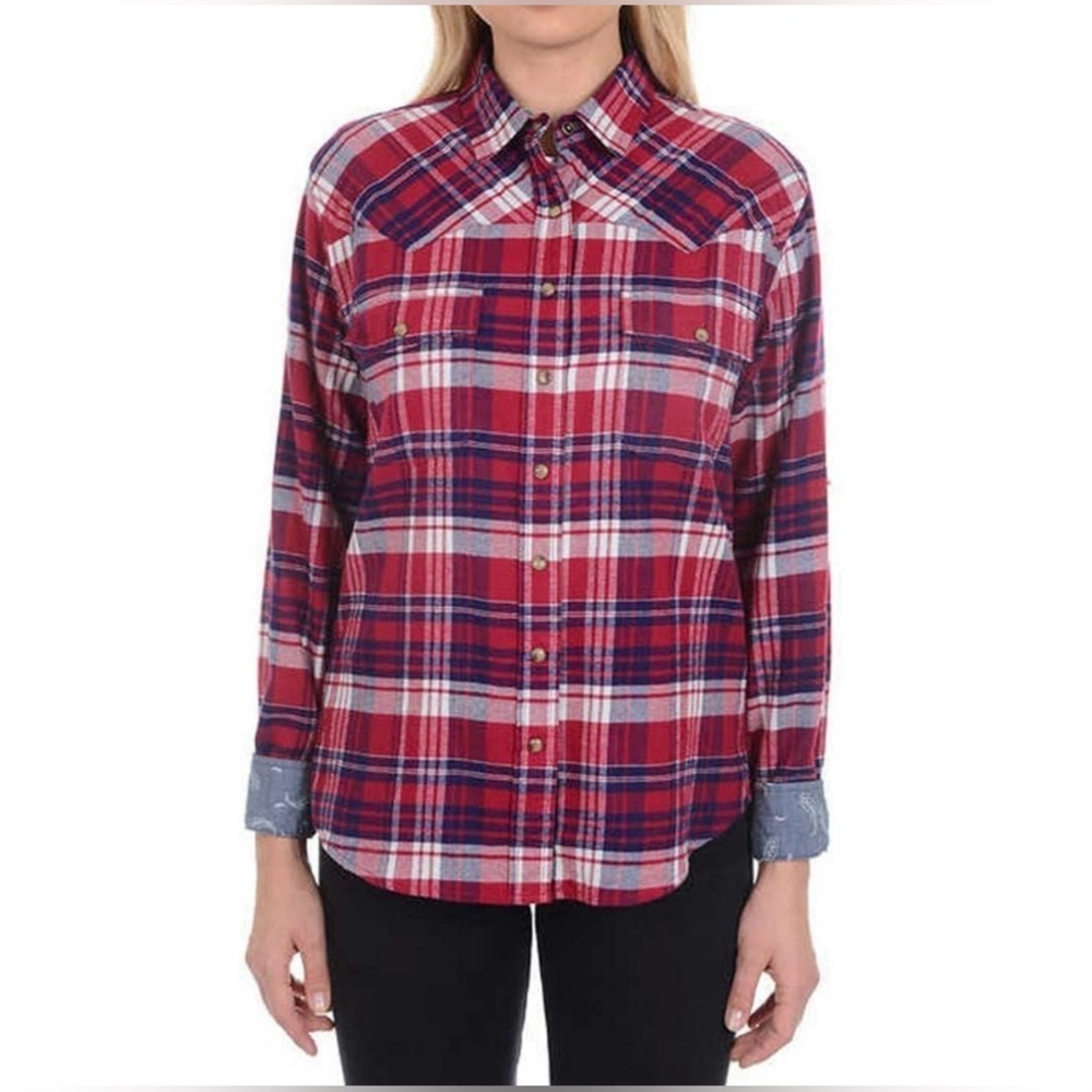 Jachs Girlfriend Flannel Shirt, Variety (M, Light Red)